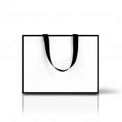 Белый бумажный пакет с ручками-лентами