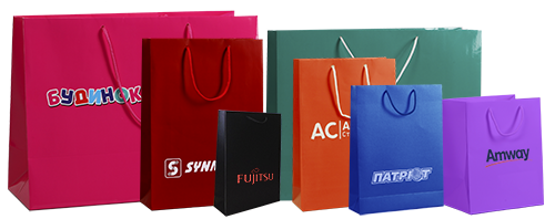 бумажный ламинированный пакет с логотипом